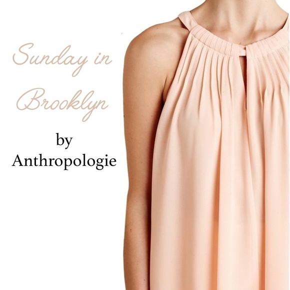 ANTHROPOLOGIE Sunday in Brooklyn Pin Tucked Flowing Halter Swing Tank Top Blouse - Picture 3 of 11